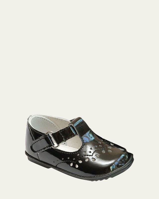 Girl's Birdie Patent Leather T-Strap Brogue Mary Jane, Baby